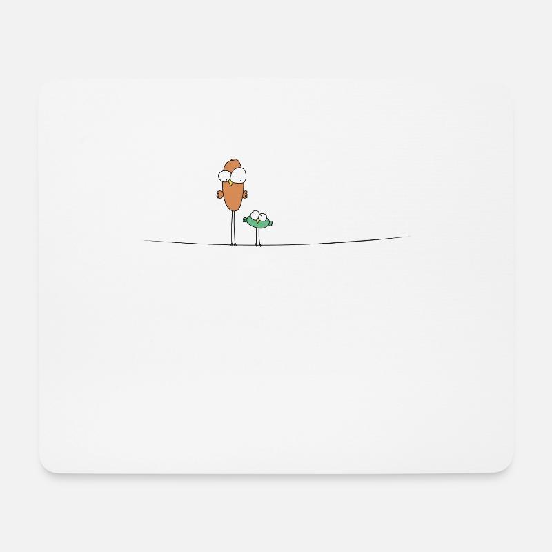 Zwei Vögel auf dem Drahtseil Leitung Stromleitung - Mousepad (Querformat) - Weiß