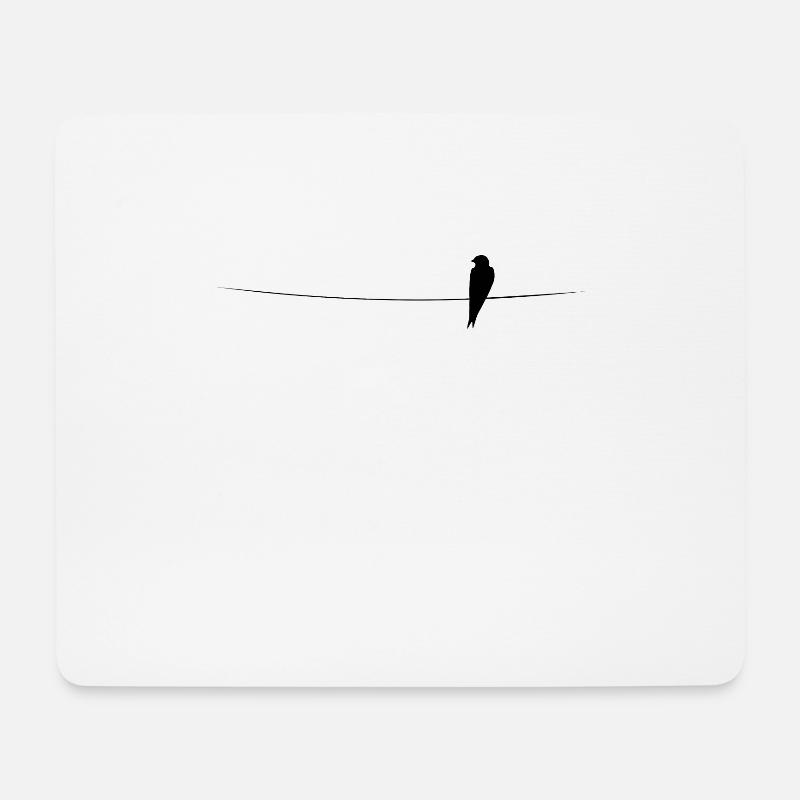 Vogel auf dem Drahtseil Leitung Stromleitung - Mousepad (Querformat) - Weiß