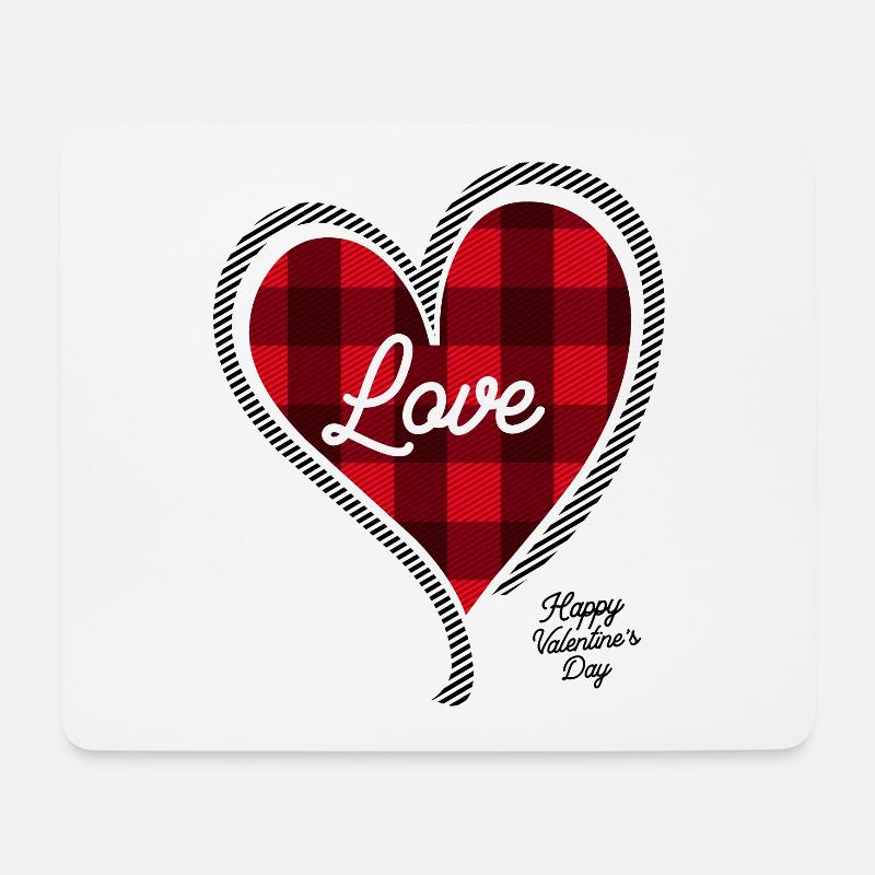 Valentinstag-Geschenk-Ideen-rotes kariertes Herz - Mousepad (Querformat) - Weiß