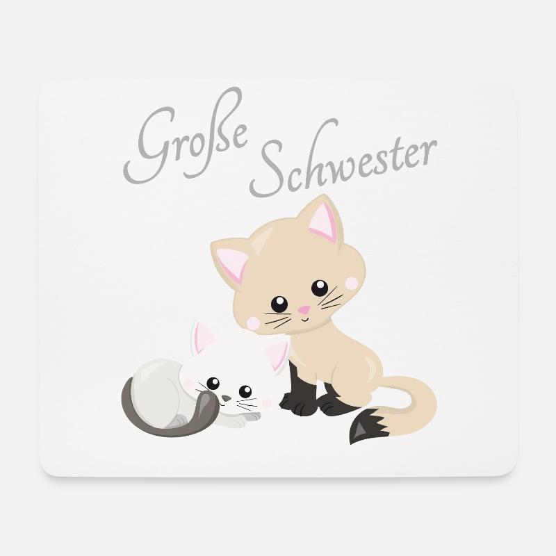 Große Schwester Katze Geschenk Für Kinder Mädchen - Mousepad (Querformat) - Weiß