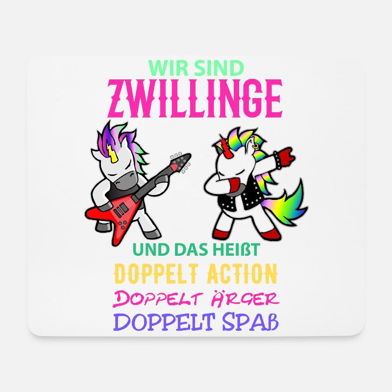 Zwillinge Geschenk Mädchen Jungen Kinder - Mousepad (Querformat) - Weiß