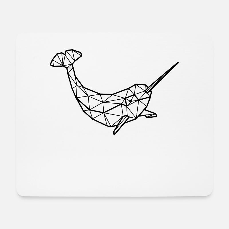 Narwal Polygon - Mousepad (Querformat) - Weiß
