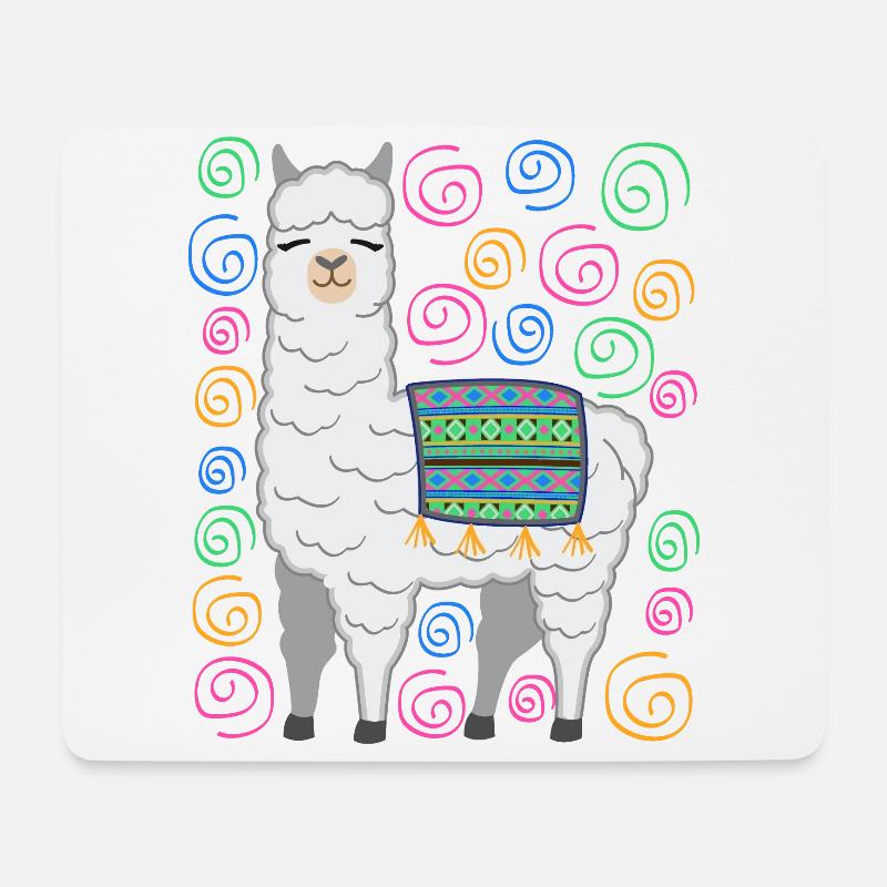 Lama Alpaka Lustig Geschenk Frauen Männer Kinder - Mousepad (Querformat) - Weiß