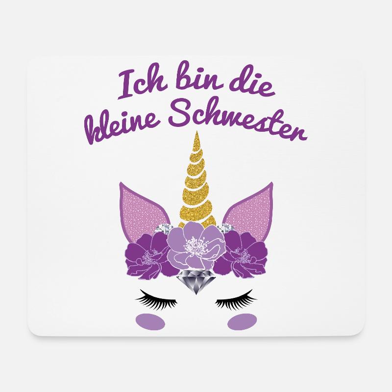 Kleine Schwester Geschenk Einhorn Gesicht - Mousepad (Querformat) - Weiß