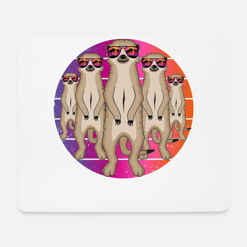 Erdmännchen Mit Sonnenbrille Lustig Sommer - Mousepad (Querformat) - Weiß