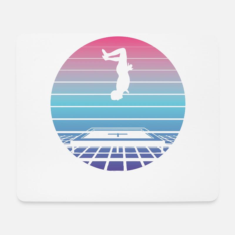 Trampolin Springen Sprung Vaporwave Retro Geschenk - Mousepad (Querformat) - Weiß