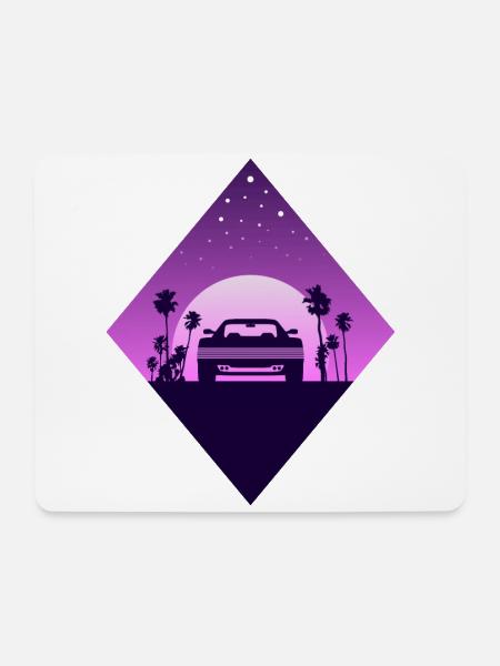 Vaporwave Sportwagen - Mousepad (Querformat) - Weiß