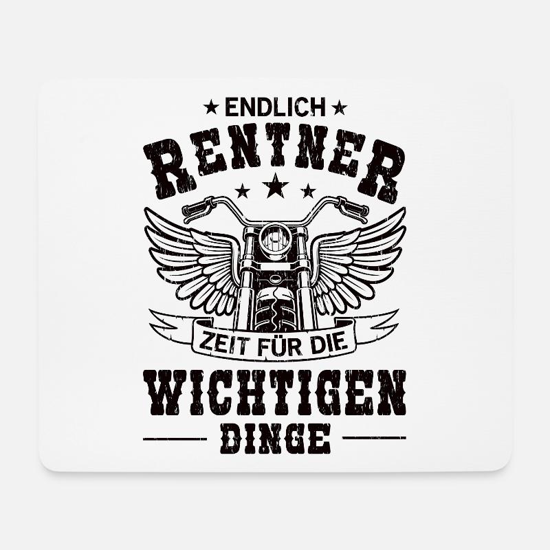 Endlich Rentner Motorrad Ruhestand Sprüche - Mousepad (Querformat) - Weiß
