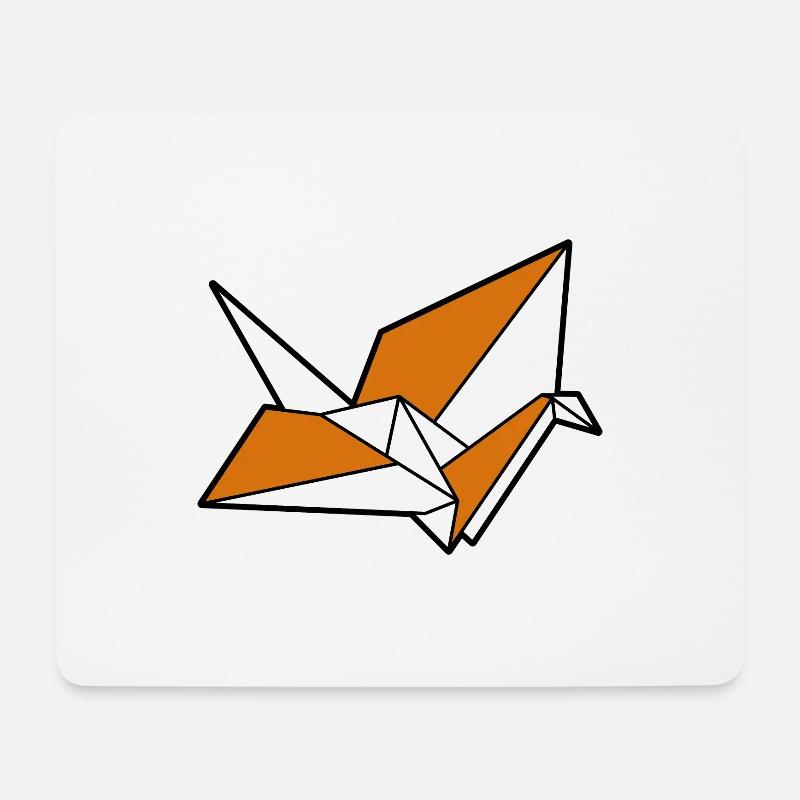 Origami Kranich Vogel - Mousepad (Querformat) - Weiß