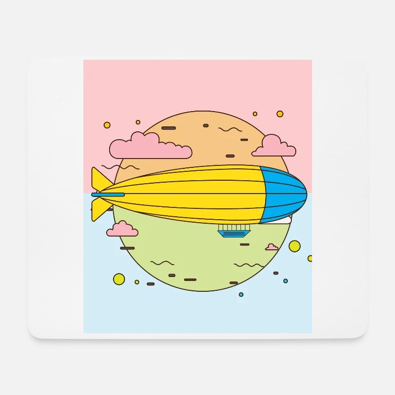 Retro Vintage Zeppelin Flying - Mouse Pad (horizontal) - white
