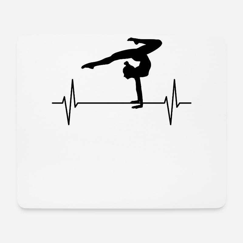 Gymnastin Herzschlag Linie Geschenk Damen Mädchen - Mousepad (Querformat) - Weiß