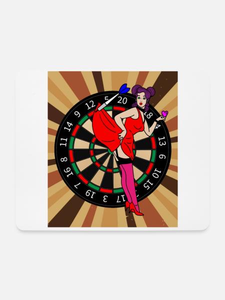 Dartscheibe Dartspieler mit Dartpfeile - Mousepad (Querformat) - Weiß
