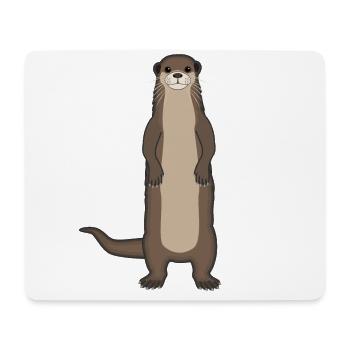 Loutre Loutre Drôle de martre d’eau - Tapis de souris (format paysage) - blanc - Devant