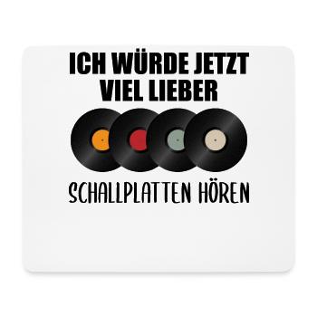 Schallplatte Vinyl Plattenspieler DJ Geschenk - Mousepad (Querformat) - Weiß - Vorne