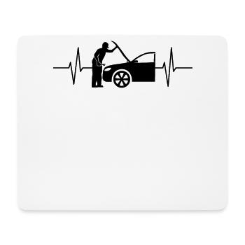 Vehicle Construction Mechanic ECG Line Gift - Mouse Pad (horizontal) - white - Front