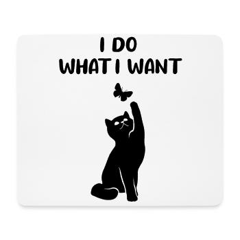 Chat et papillon Drôle de dicton Cadeau - Tapis de souris (format paysage) - blanc - Devant