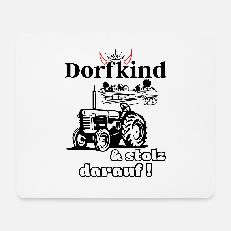 Dorfkind und stolz darauf- Spruch mit Traktor - Mousepad (Querformat) - Weiß