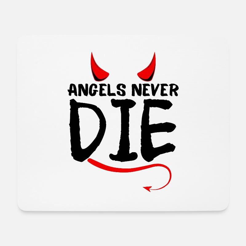 Engel sterben nie-mit Teufelshörner und Schwanz - Mousepad (Querformat) - Weiß