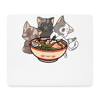 Katze Und Ramen Katzen Essen Ramen - Mousepad (Querformat) - Weiß - Vorne