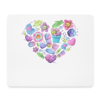 Tricot Coeur Crochet Accessoires Mignon - Tapis de souris (format paysage) - blanc - Devant