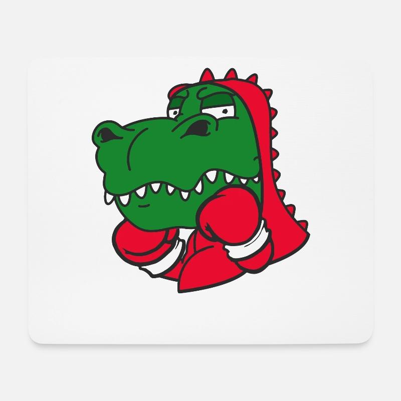 Dinosaurier Boxer Kampfsportler Sparring Sport - Mousepad (Querformat) - Weiß