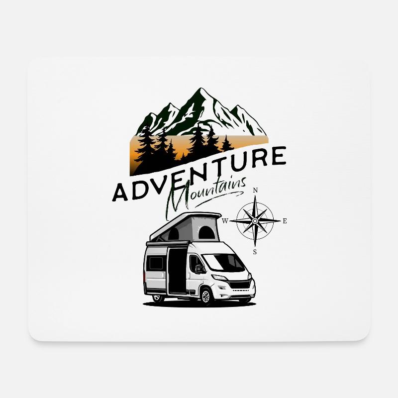Camper-Kastenwagen-Adventure Mountains - Mousepad (Querformat) - Weiß
