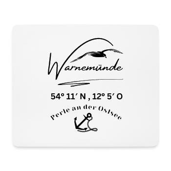 Warnemünde-Möwe-Anker-Koordinaten-Ostsee - Mousepad (Querformat) - Weiß - Vorne