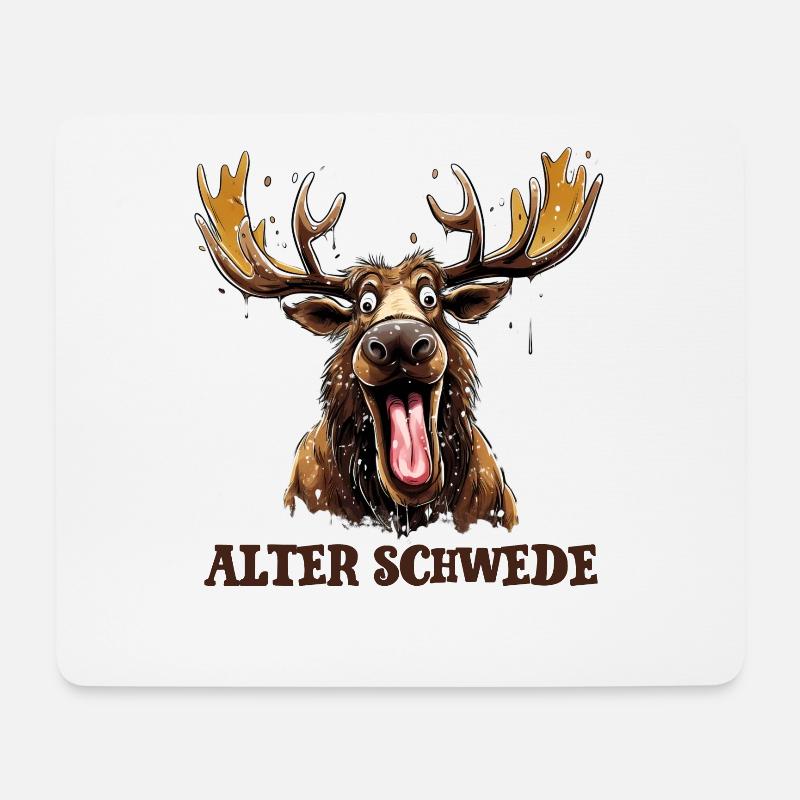 Alter Schwede verrückter Elch Design - Mousepad (Querformat) - Weiß