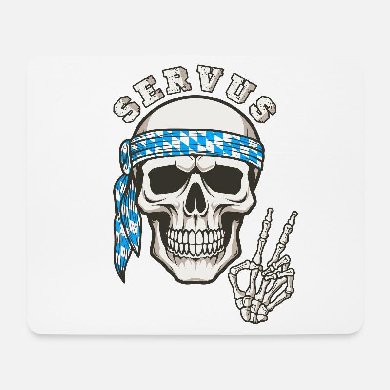 Totenkopf Bayern Servus - Mousepad (Querformat) - Weiß
