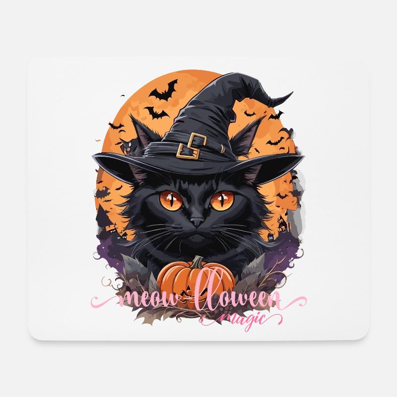 MIAU-LLOWEEN-MAGIE - Mousepad (Querformat) - Weiß