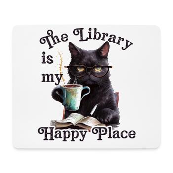 The library is my happy place cat - Mouse Pad (horizontal) - white - Front