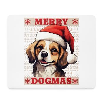 Chien Noël laid joyeux dogmes père Noël chapeau - Tapis de souris (format paysage) - blanc - Devant