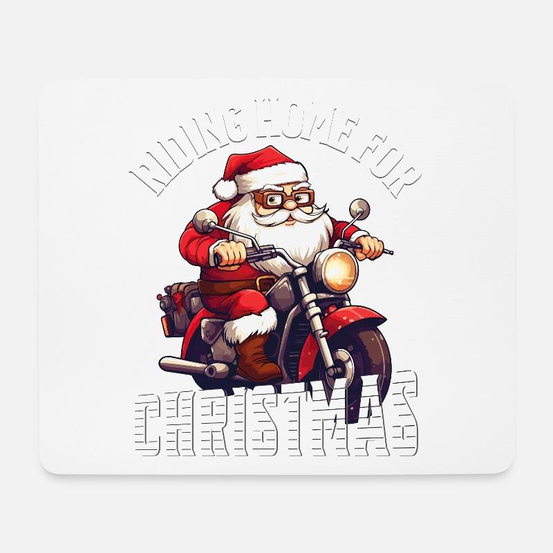 Weihnachtsmann Motorrad Sonnenbrille Weihnachten - Mousepad (Querformat) - Weiß