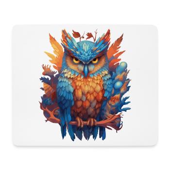 Eule Vogel Natur Blumen Mystisch Bunt Kunst Motiv - Mousepad (Querformat) - Weiß - Vorne