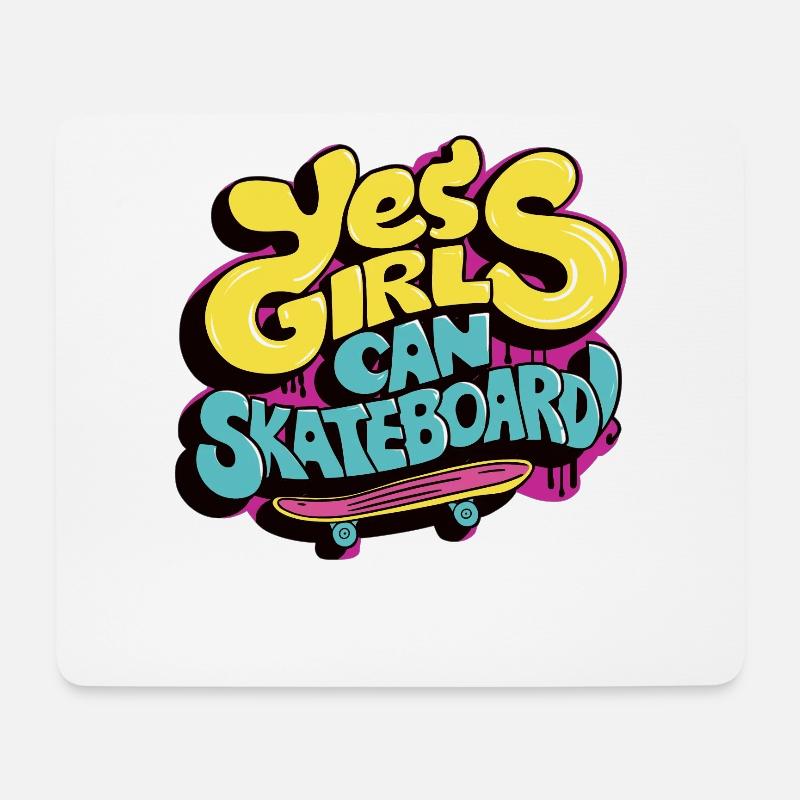 Cooles Skateboard Longboard Skater Mädchen - Mousepad (Querformat) - Weiß