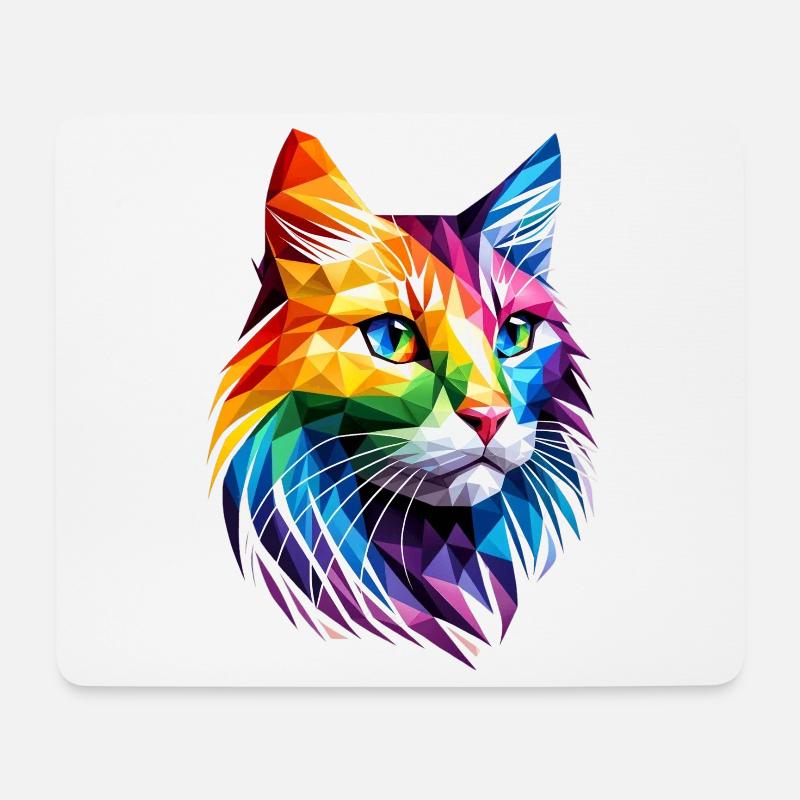 Lgbt Silhouette Poly Art Crystal Kitten Lover - Mousepad (Querformat) - Weiß