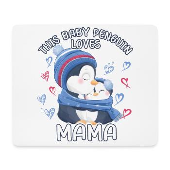 Ce bébé pingouin aime maman le jour de la fête des mères - Tapis de souris (format paysage) - blanc - Devant