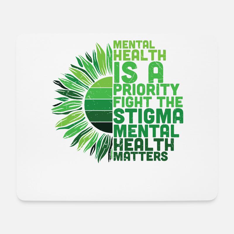 Mental Health Awareness Sonnenblume - Mousepad (Querformat) - Weiß