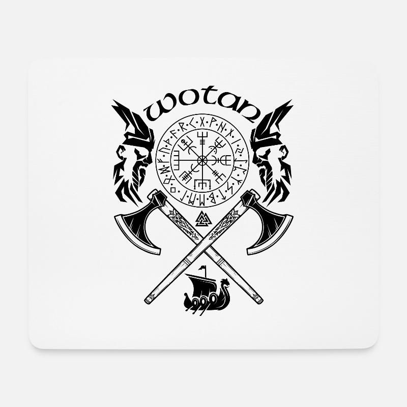 Wotan-VIKING-Wikinger SYMBOLE-WIKINGER RUNEN - Mousepad (Querformat) - Weiß