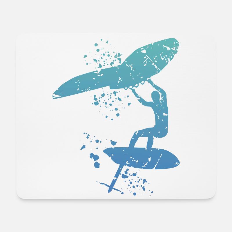 Wing Foil Wingsurfing Frau Foil Wing - Mousepad (Querformat) - Weiß