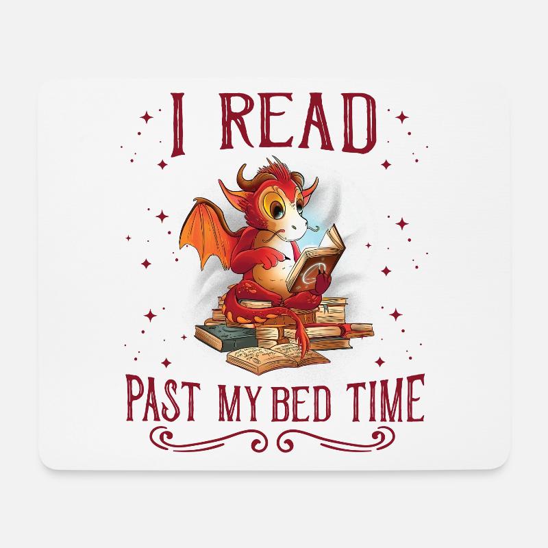 Ich Lese Nach Der Schlafenszeit Lesen Drache - Mousepad (Querformat) - Weiß