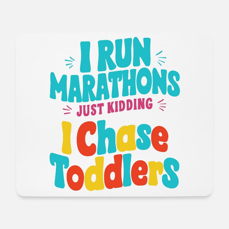 Ich laufe Marathons Nur ein Scherz Ich jage Kleinkinder vor - Mousepad (Querformat) - Weiß