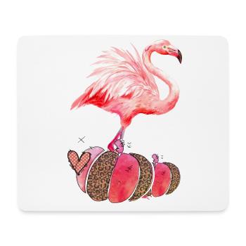 Herbst Flamingo Kürbis Thanksgiving - Mousepad (Querformat) - Weiß - Vorne