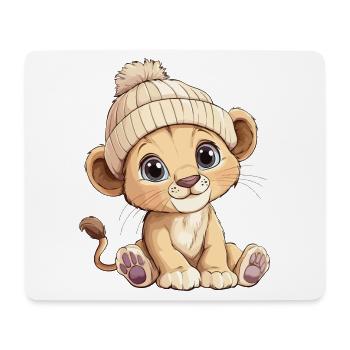Lion mignon mignon bébé enfants animal dessin animé - Tapis de souris (format paysage) - blanc - Devant
