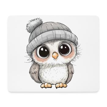 hibou mignon mignon bébé enfants animal dessin animé - Tapis de souris (format paysage) - blanc - Devant