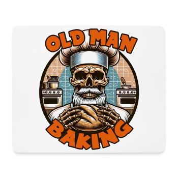 Old Man Baking Skull mit Bäckermütze mit Brot - Mousepad (Querformat) - Weiß - Vorne