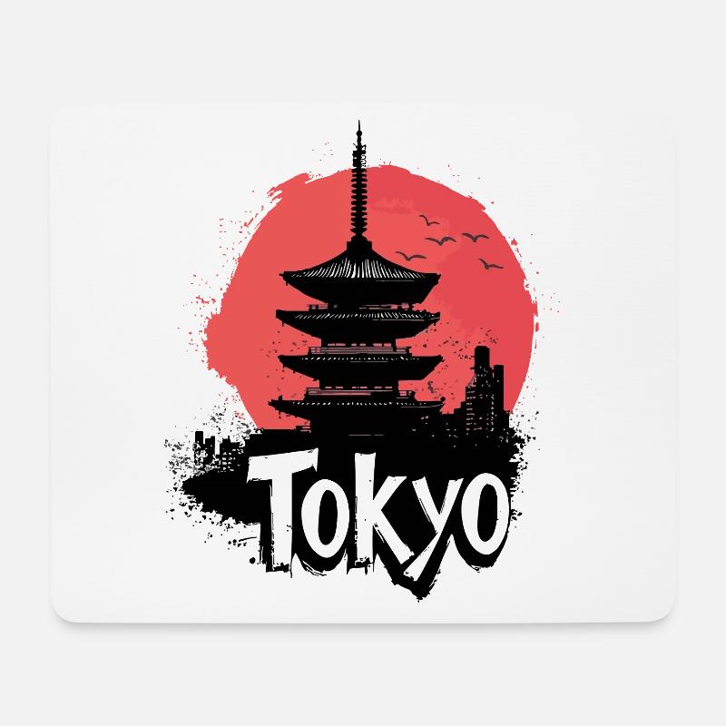 Tokio Japan Pagode Stadt Skyline Sonne Berg - Mousepad (Querformat) - Weiß