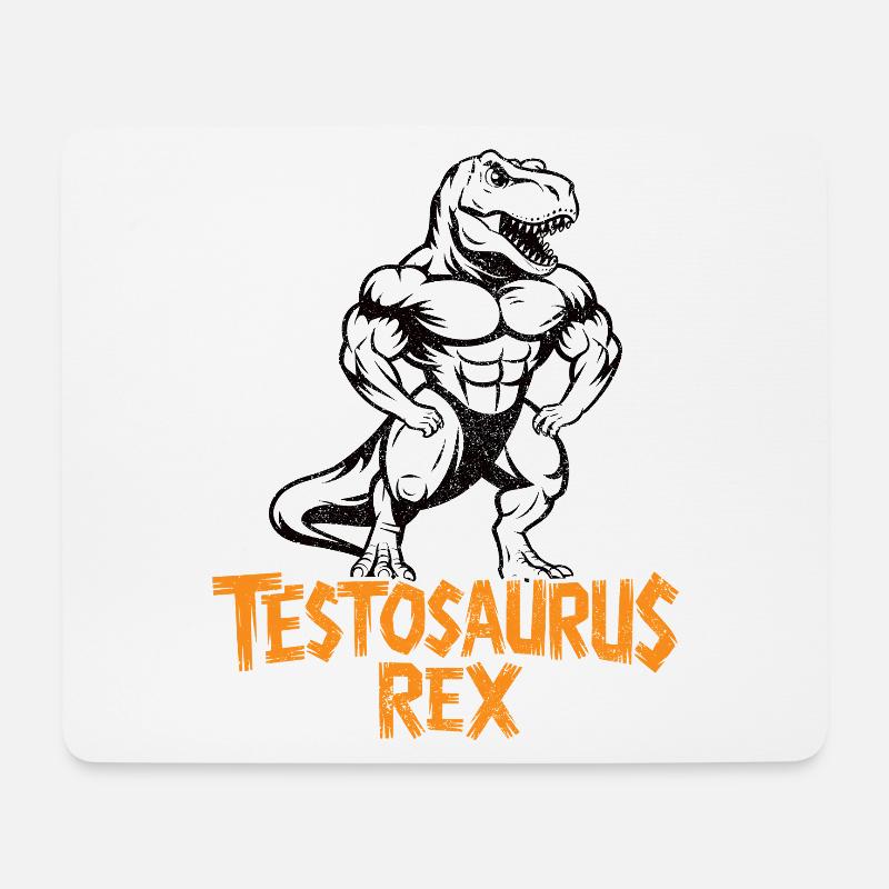Testosaurus Rex Lustiger Bodybuilder Dinosaurier - Mousepad (Querformat) - Weiß
