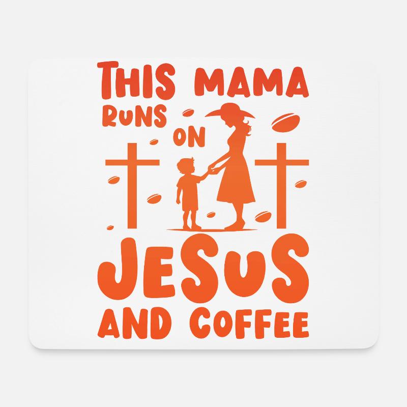 Diese Mama läuft auf Jesus und Kaffee - Mousepad (Querformat) - Weiß