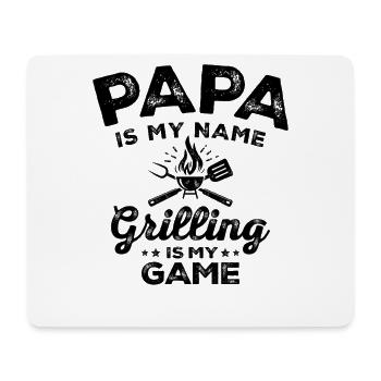 Papa Is My Name Grilling Is My Game Funny BBQ Dad - Mouse Pad (horizontal) - white - Front